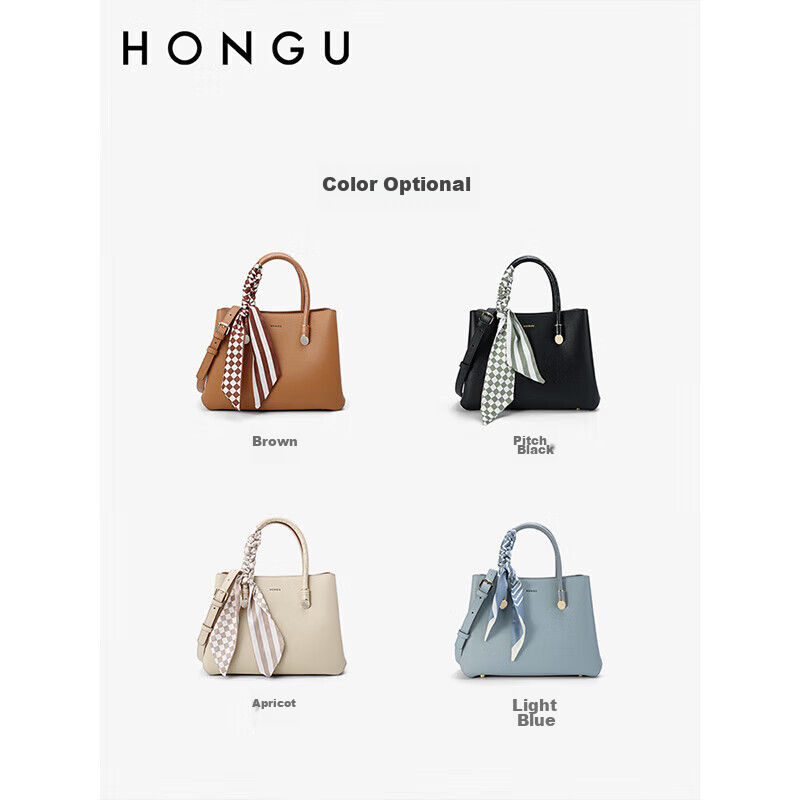 HONGU Women's Handbag, Shoulder Bag, Leather Tote Bag, Crossbody Bag with Scarf, Chiffon Bag, Birthday Gift for Girlfriend