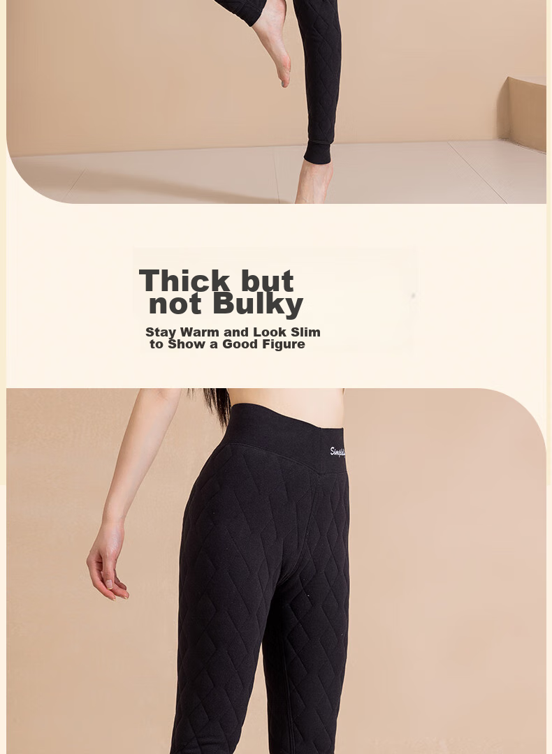 LangSha Fleece-Lined Women's Thermal Pants, Autumn And Winter New High-Waist Tummy Control Leggings, 100% Wool Layered Base Thick Cotton Thermal Underwear 9