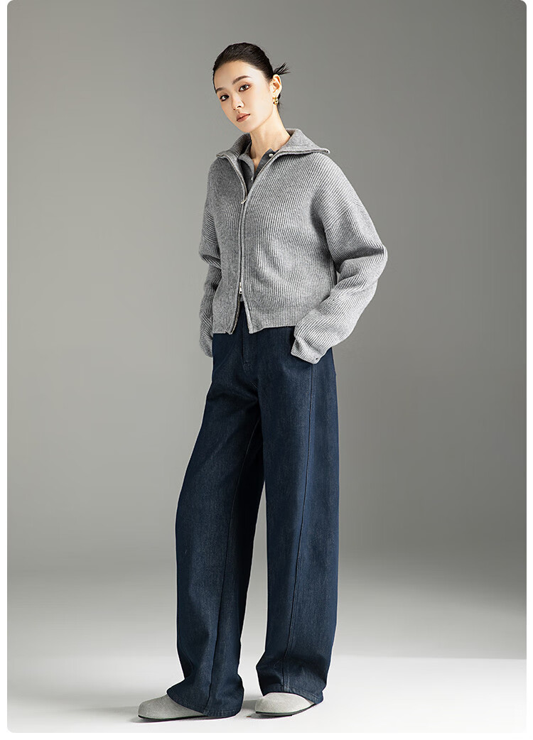Dme Stretchy High-End Thick Fleece-Lined Warm Sickle Jeans for Women, Autumn And Winter, Cabri Blue, Size 26 13