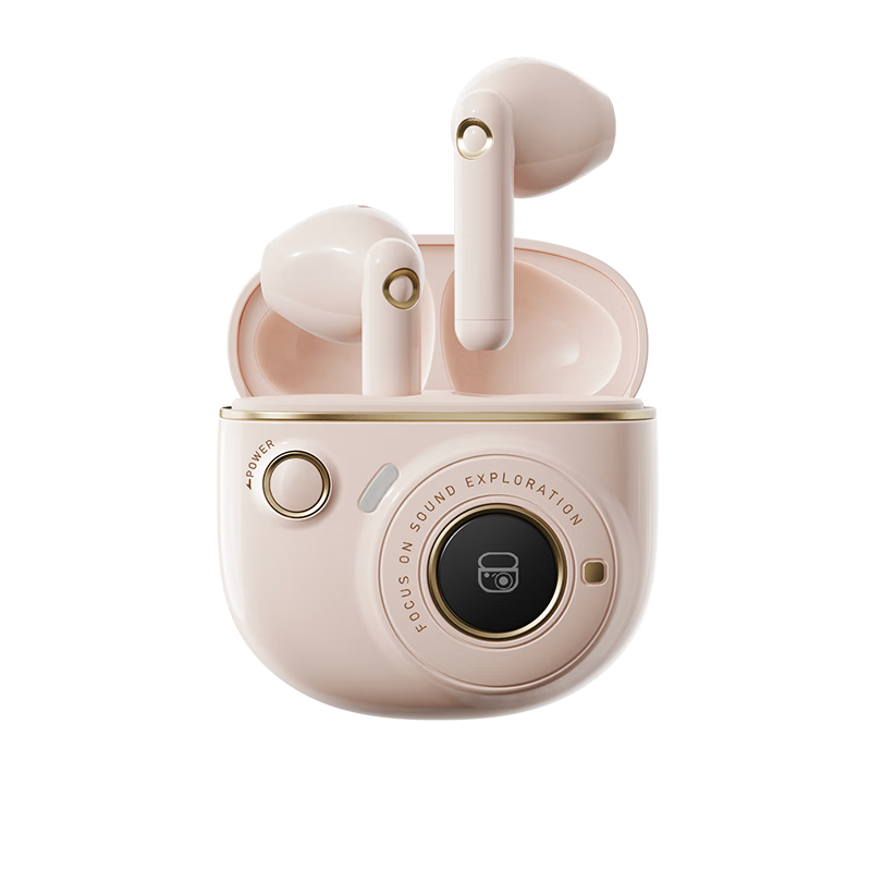 Manbuzhehuazai TO-U3 Plus True Wireless Bluetooth Earphones, Semi In-Ear Headphones, Compatible with Apple Huawei Xiaomi, Bluetooth 5.3, Ivory Pink