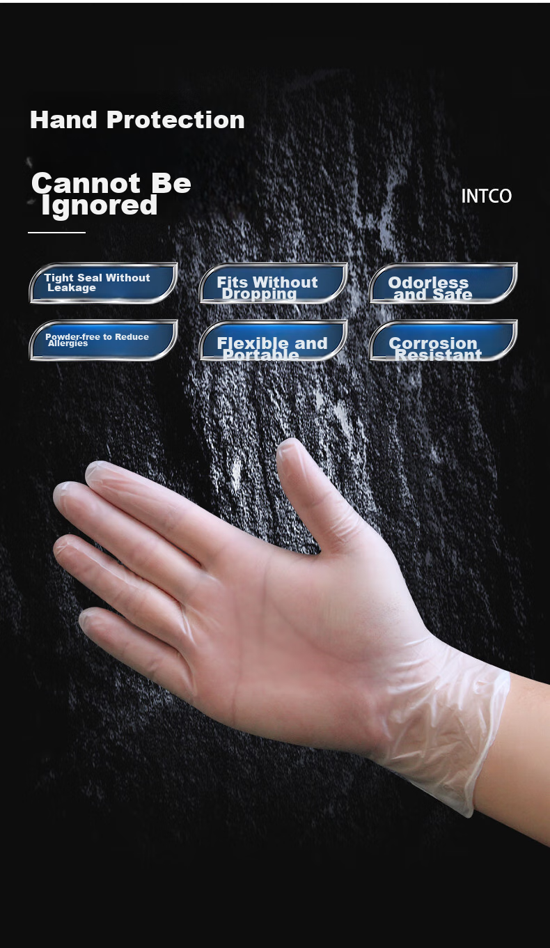 INTCO Disposable PVC Gloves, Household Cleaning And Dishwashing Gloves, Thickened And Durable, 100 Pieces/box, XL Size 4