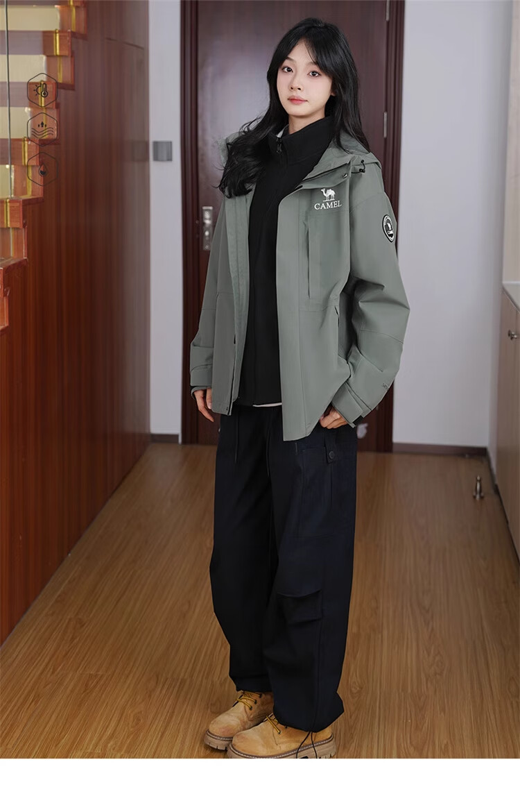 CAMEL [Wang Junkai's Choice], Outdoor Three-In Jacket for Men And Women, New Waterproof Mountaineering Coat 15