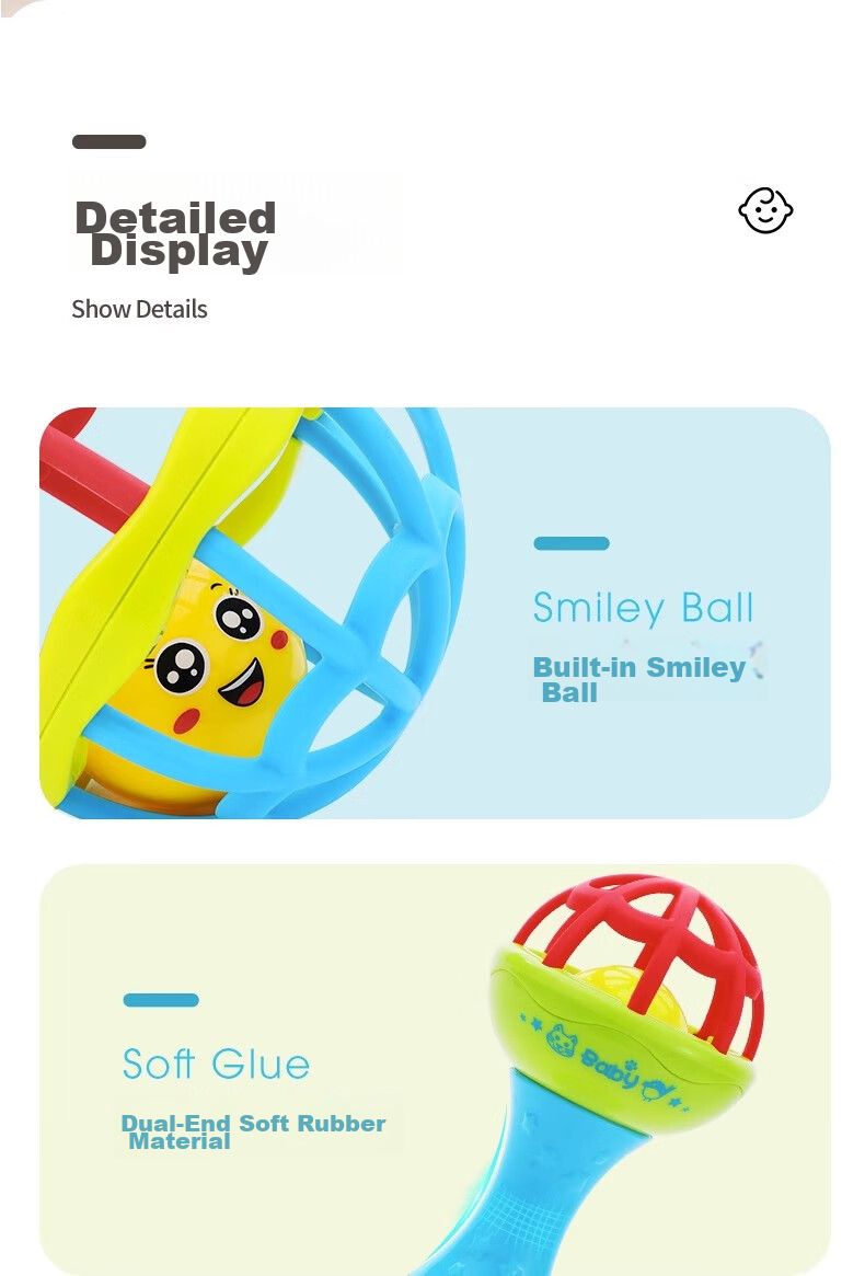SHANGYUN Children's And Baby Toys, Newborn Toys for 0-1 Year Olds, Rattle, Small Hammer, Teether, Pacifier, Shaker Drum 11