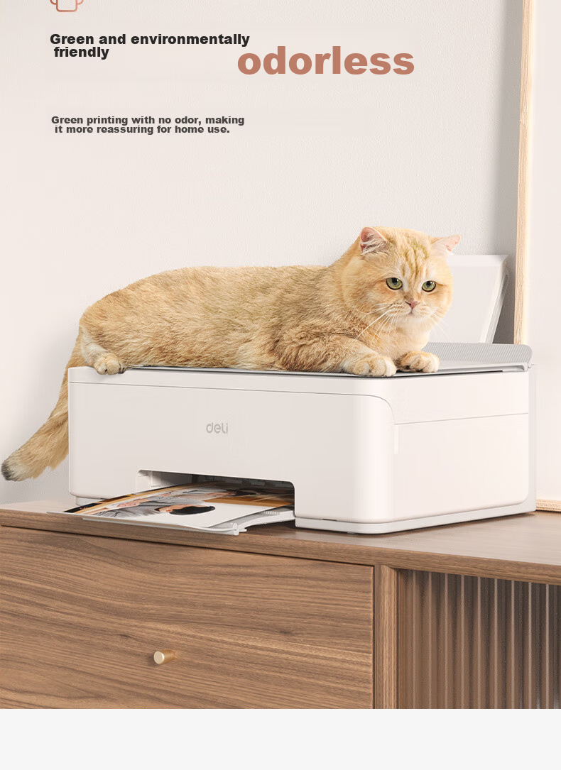 Deli L511Ws AI Printer, Home Color Error Correction, Can Print And Scan Documents Wirelessly to Phone, High-Capacity Continuous Ink Supply Photo Inkjet Printer for Homework And Exam Papers 20