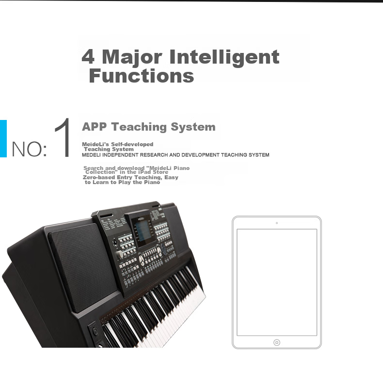 MEDELI MEDELI A850 Electronic Keyboard for Adults And Children, Smart 61-Key Digital Piano for Grading Exams And Performances 4