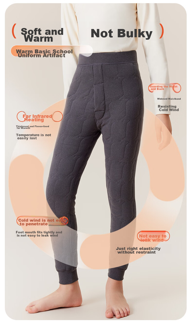 LangSha Children's Thermal Pants, Boys' Autumn And Winter Fleece-Lined Thick Cotton Pants, Girls' School Uniform Essential, Leggings for Older Children, Autumn Pants 10
