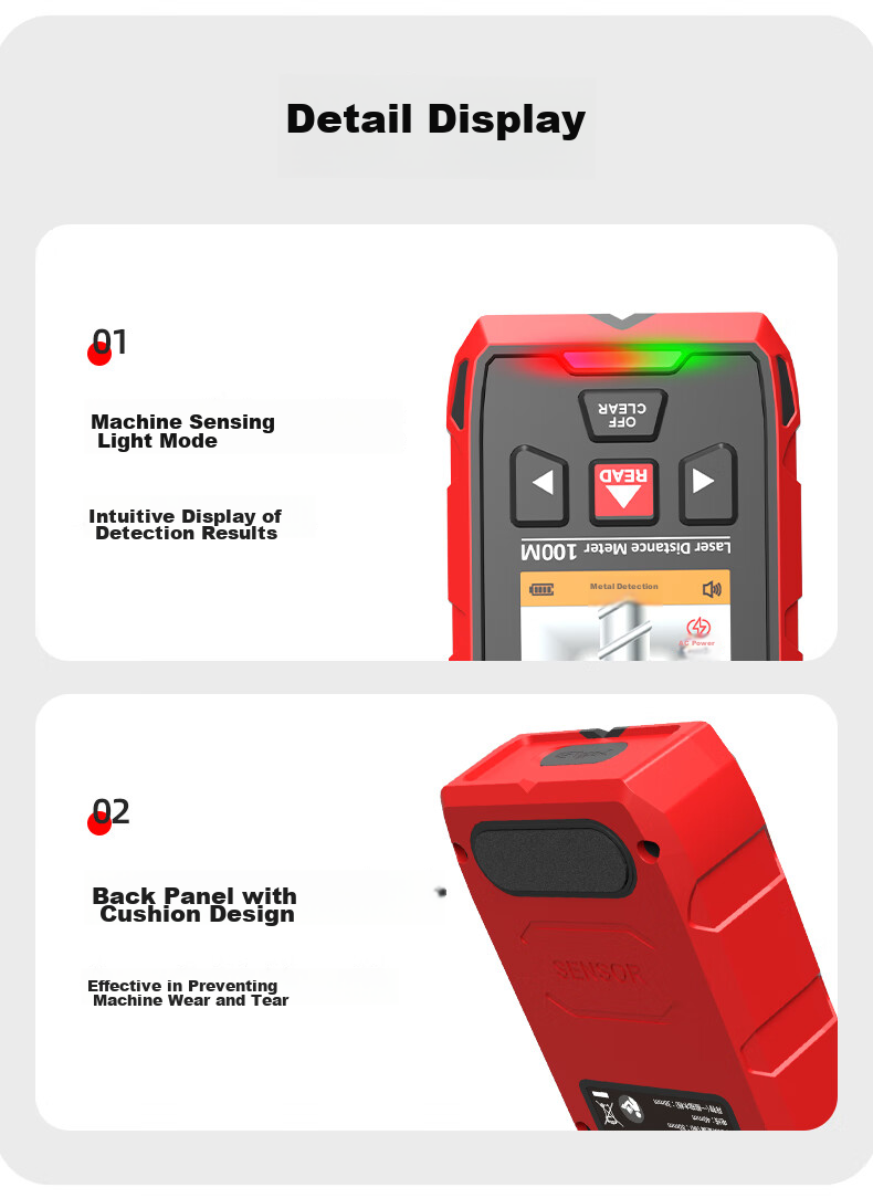 DELIXI ELECTRIC Multi-Function Wall Detector for Metal, Rebar, And Wood Detection with Red Light Ranging up to 100 Meters 20