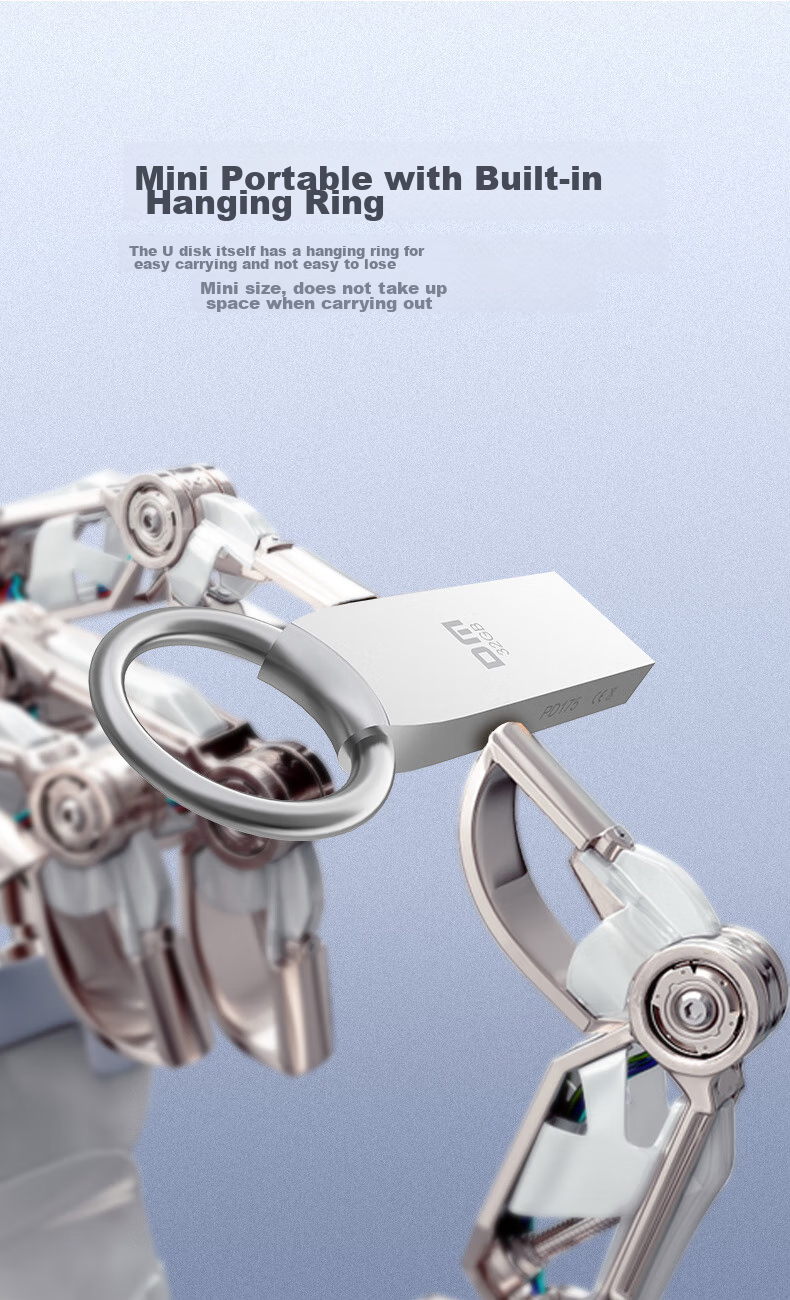 DM Daimai 32GB USB2.0 Flash Drive, Metal PD175, Silver, Compact Portable Metal Car Waterproof Shockproof Computer USB Drive, Tender Bid Small USB Flash Drive 5