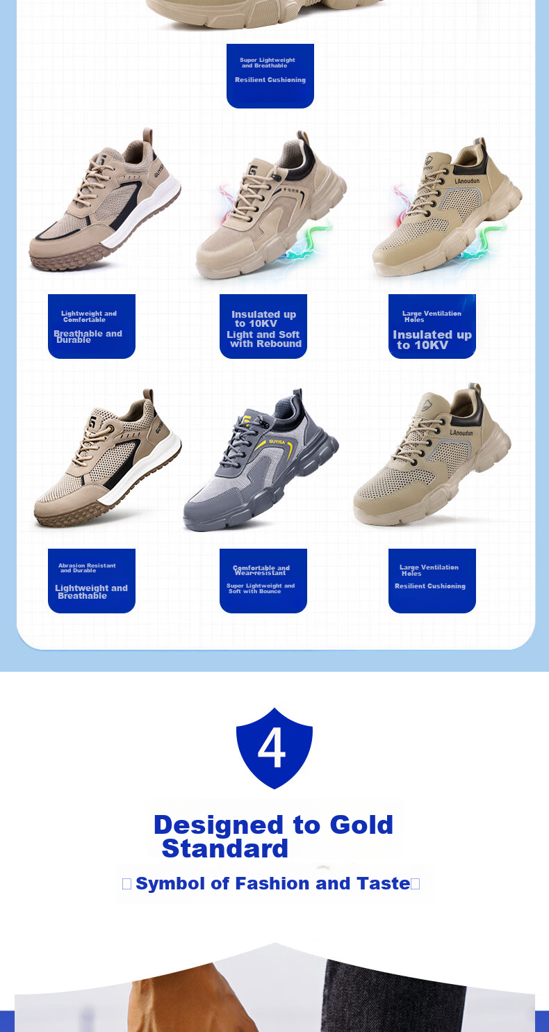 Lanoudun Safety Shoes for Men, Breathable, Lightweight, Soft-Soled, Comfortable, Steel Toe Cap, Anti-Smashing, Anti-Puncture, Safety Work Shoes DL232 Size 44 13