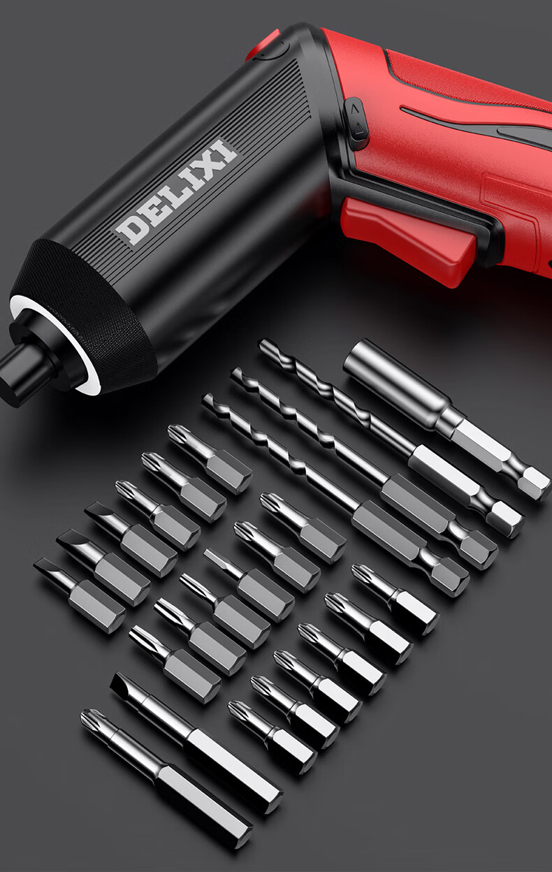 Delixi Electric Cordless Screwdriver Rechargeable Portable Mini Multifunctional Electric Drill Screwdriver Set for Home Use 10