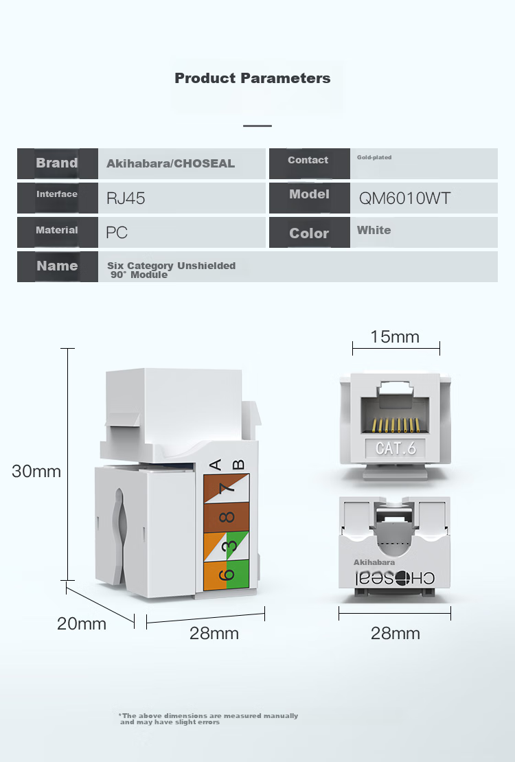 CHOOSEAL (CHOSEAL) CAT6 Gigabit Network Module, RJ45 Connector Socket Panel Network Port Module, Computer Network Cable Engineering Connection Head, White, QM6010WT 3