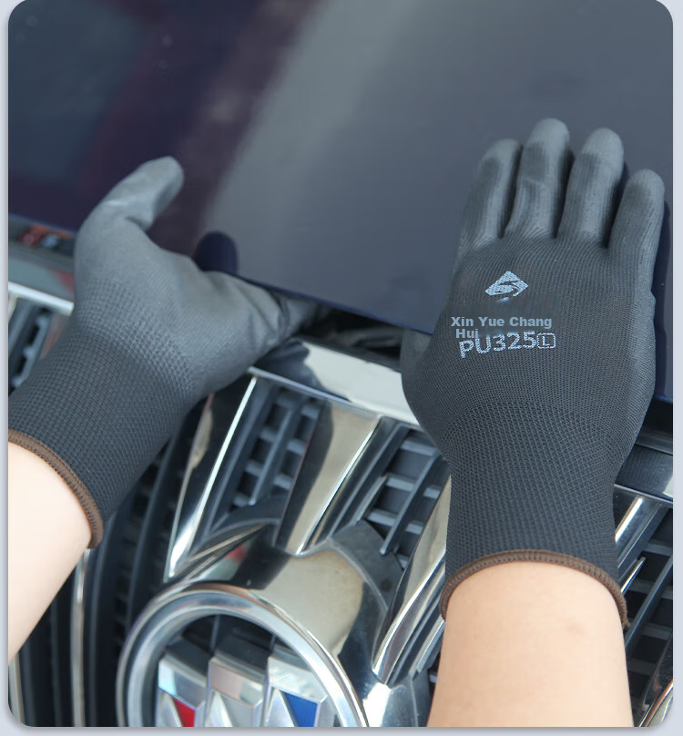 Xinyuechanghui PU Coated Gloves, 12 Pairs/pack, Nylon Work Gloves, Non-Slip Wear-Resistant Protective Work Gloves, Black L Size, PU508 14