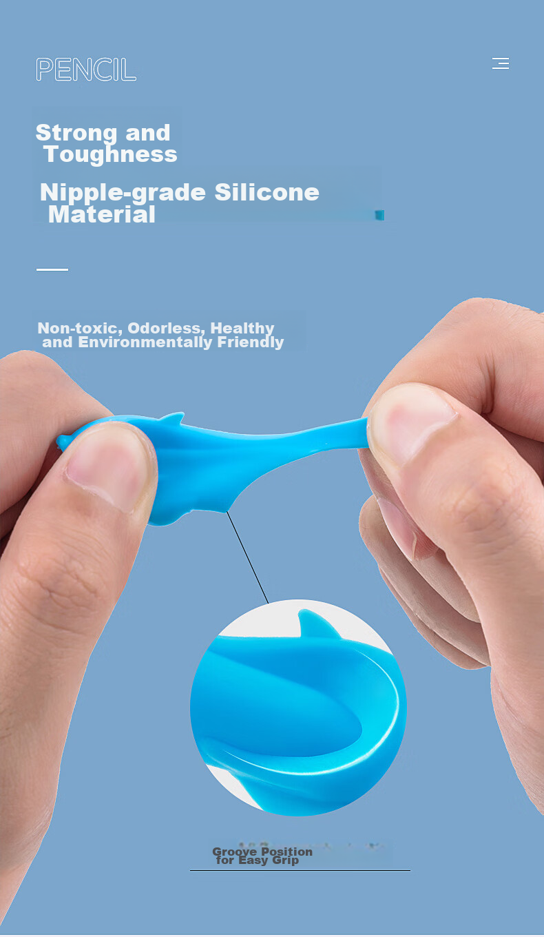 AIHAO [Lowest Price Online] Dolphin-Shaped Pen Grip Aid for Kindergarten And Elementary School Students, Pencil Grip Correction Silicone Pen Holder, Back-To Essential Stationery, Pack of 10 8
