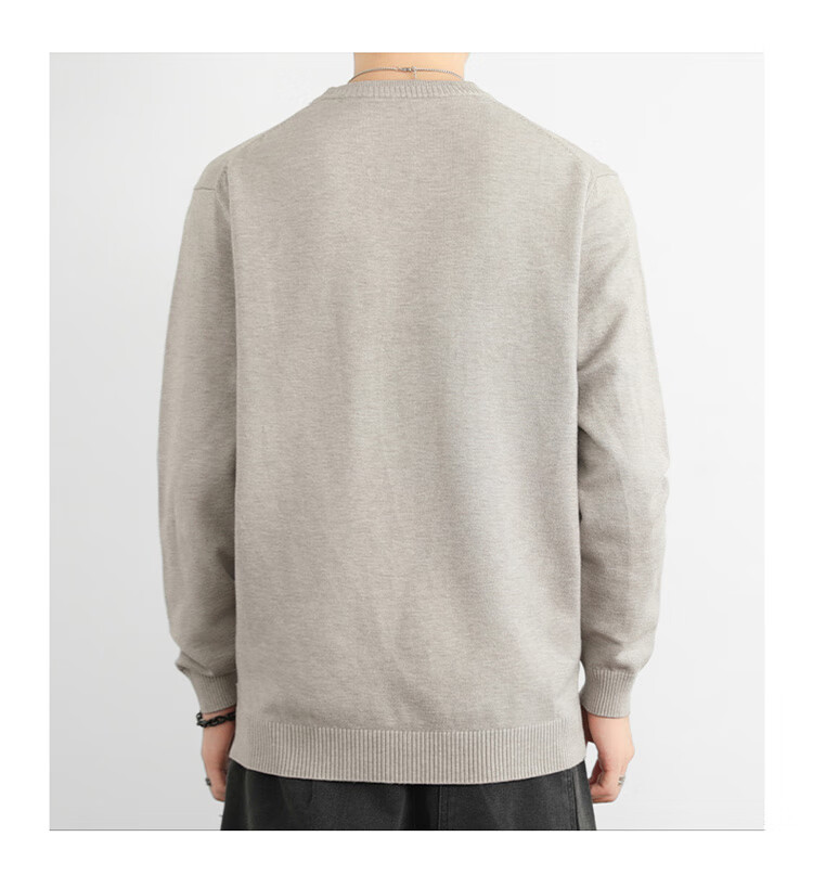 JEEP Men's Autumn Winter Sweater Round Neck Knitwear Comfortable Warm Versatile Top Dark Gray 2XL 15