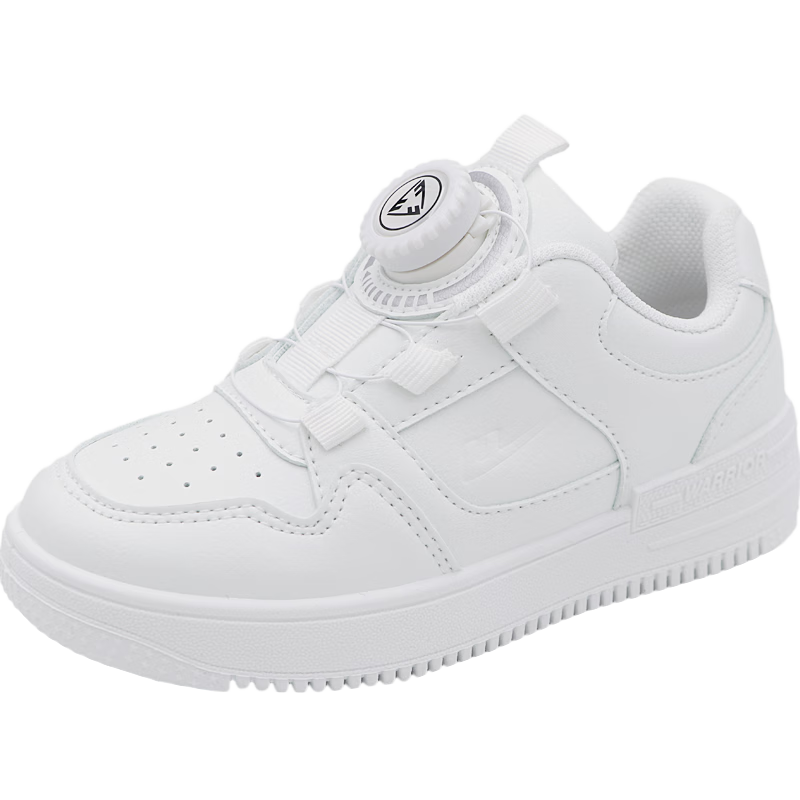 Warrior Children's Shoes, Boys And Girls White Sneakers, Button Sports Shoes, Running Shoes, Skateboard Shoes, WZ(CL)-0305, White, Size 29