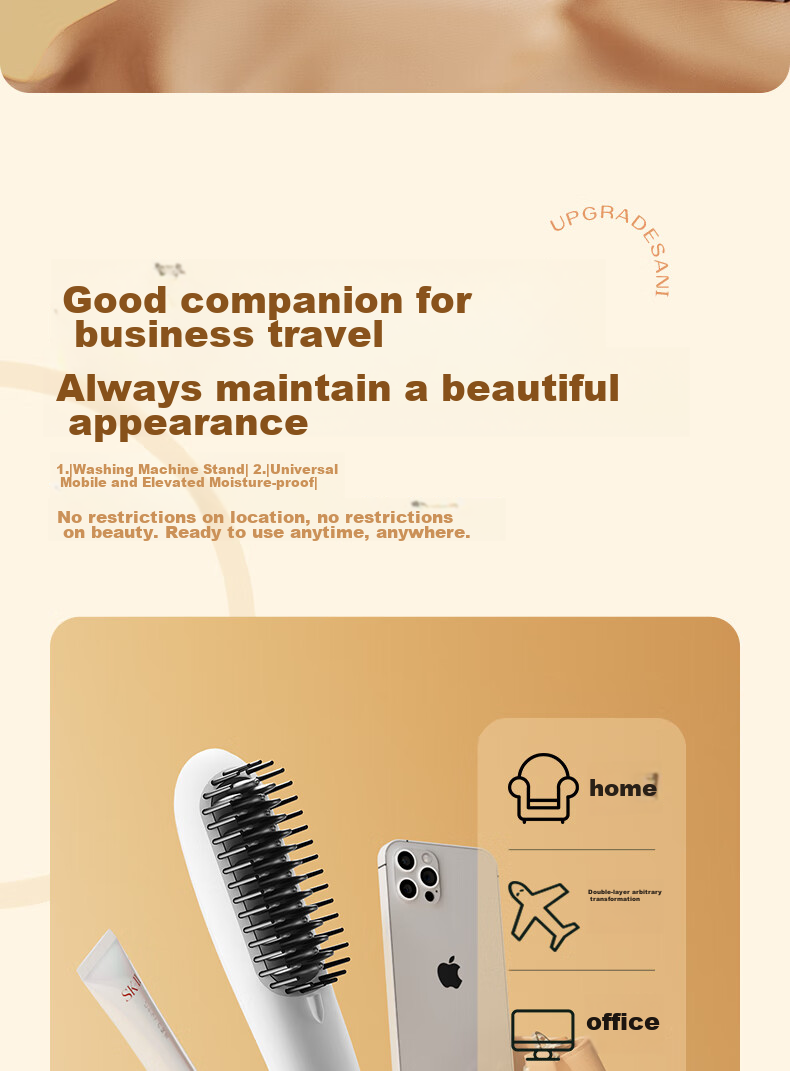 AUX Direct Hair Straightening Brush with Negative Ions, Quick Heating Inner Clip, Goddess Volumizing, High Crown Styling Brush, Dorm Three-Minute Fast Styling, Constant Temperature Hair Protection [Essential for Travel] 17