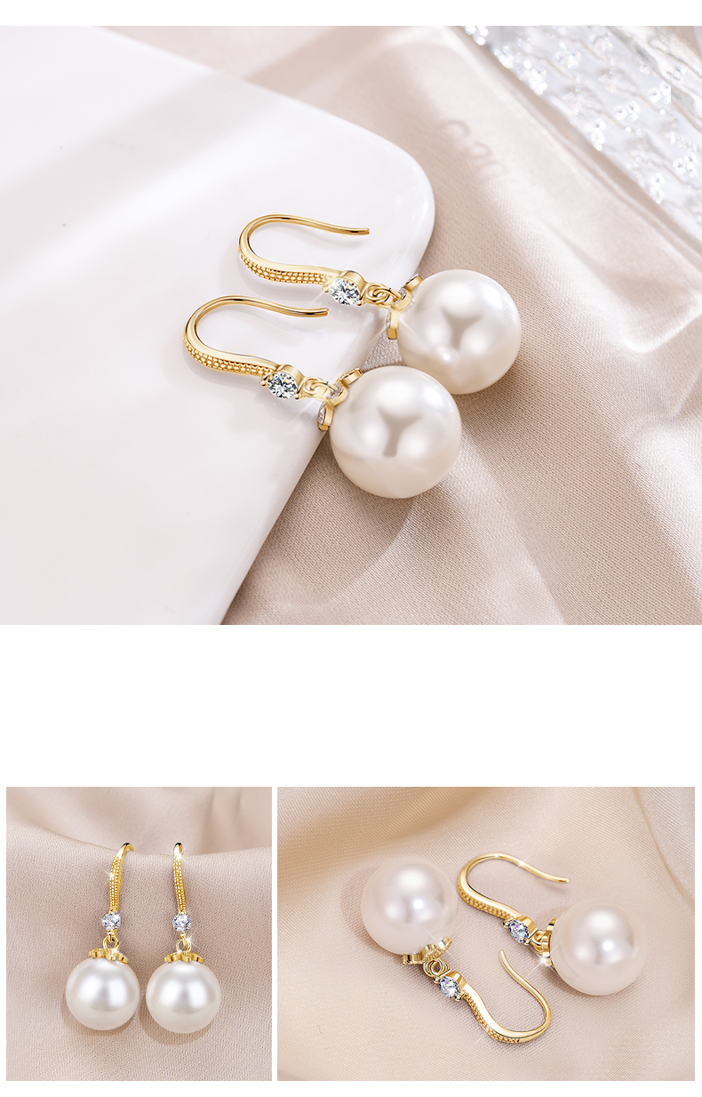 Qlady Rhinestone Imitation Pearl Silver Earrings for Women, Elegant And Luxurious Stud Earrings, 2026 New Year Silver Jewelry, Light Luxury Ear Ornaments, Birthday Gift 9
