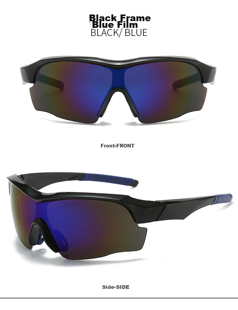 Baixiaoshe Outdoor Cycling Sunglasses [Black Frame Blue Film] 9189 Bicycle Windproof Glasses Sports Sunglasses for Back to School 6