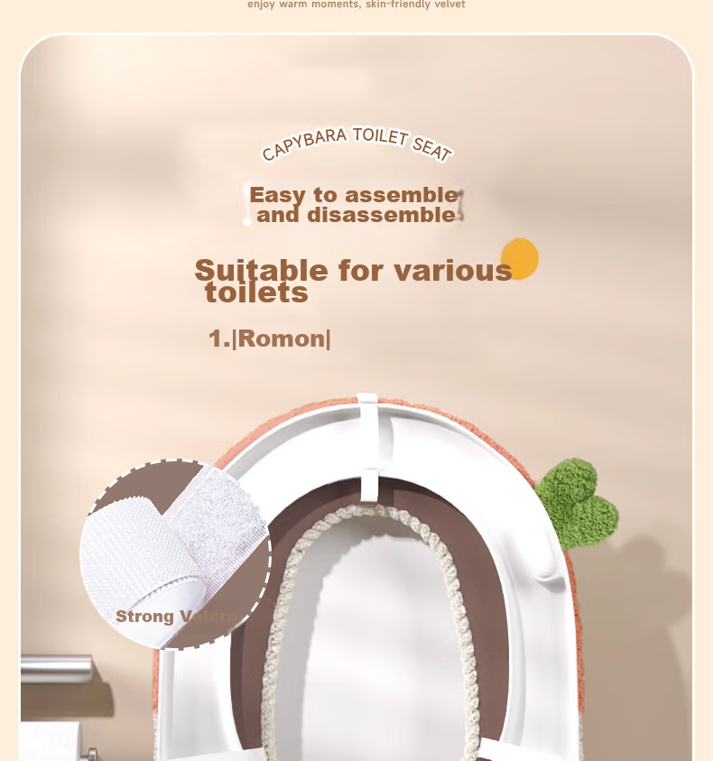 Baicaoyuan Toilet Seat Cover, Thickened PU Leather, Soft And Washable, Adhesive Padded Toilet Seat Cushion, Cloud Velvet, All-Season Universal Toilet Seat Cover Ring 8