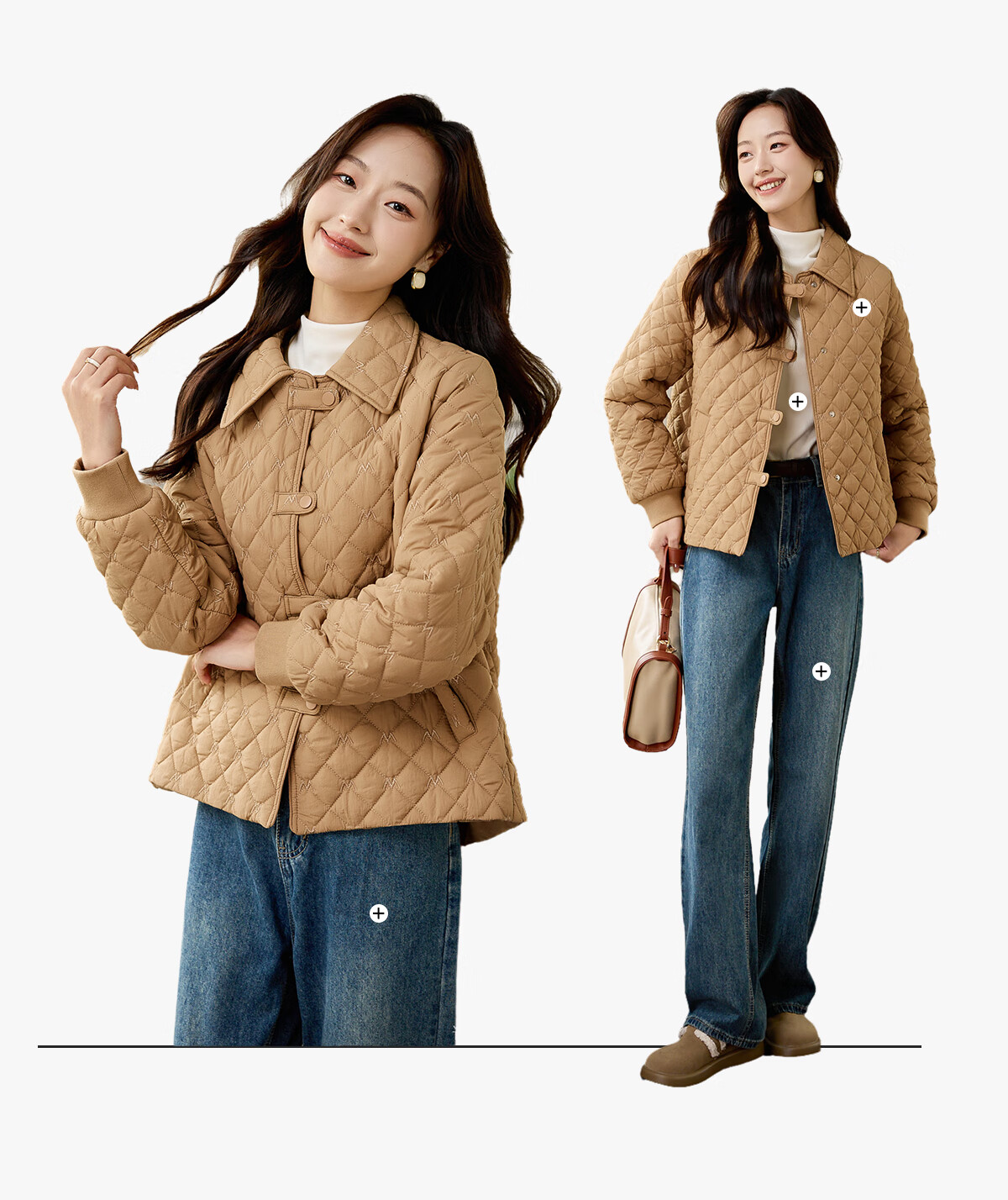 PinCai Women's Cotton Jacket Fashion Woven Design Lapel Thickened Lightweight Winter Coat P144M1003 12
