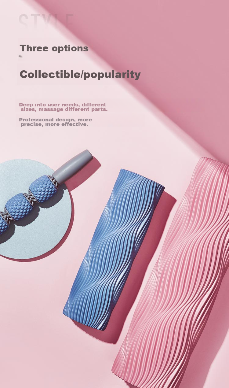 Keep Foam Roller Massage Stick, Muscle Relaxation Massager, Spiked Yoga Column, Fitness Training Combination Version, Pink Sand Color 7