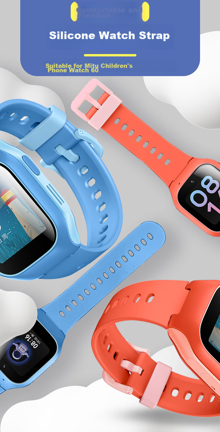 Freeson Compatible with Mitu Children's Smartwatch 6C Strap, Xiaomi Learning Watch 6c Strap, Detachable Replaceable Skin-Like Soft Silicone Wristband for Smart Video And Photo Watch, Blue 1