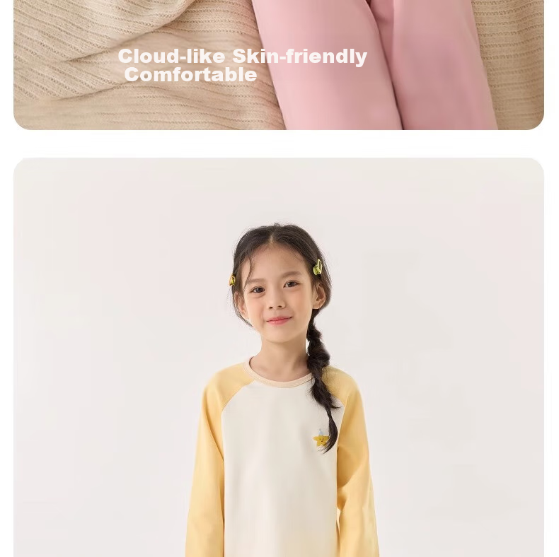Niduoxiong Winter Baby High-Waist Waist Protection Underwear Set, Children's Pajamas, Infant Cotton Breathable Sleepwear, Warm Underwear for Autumn And Winter 11