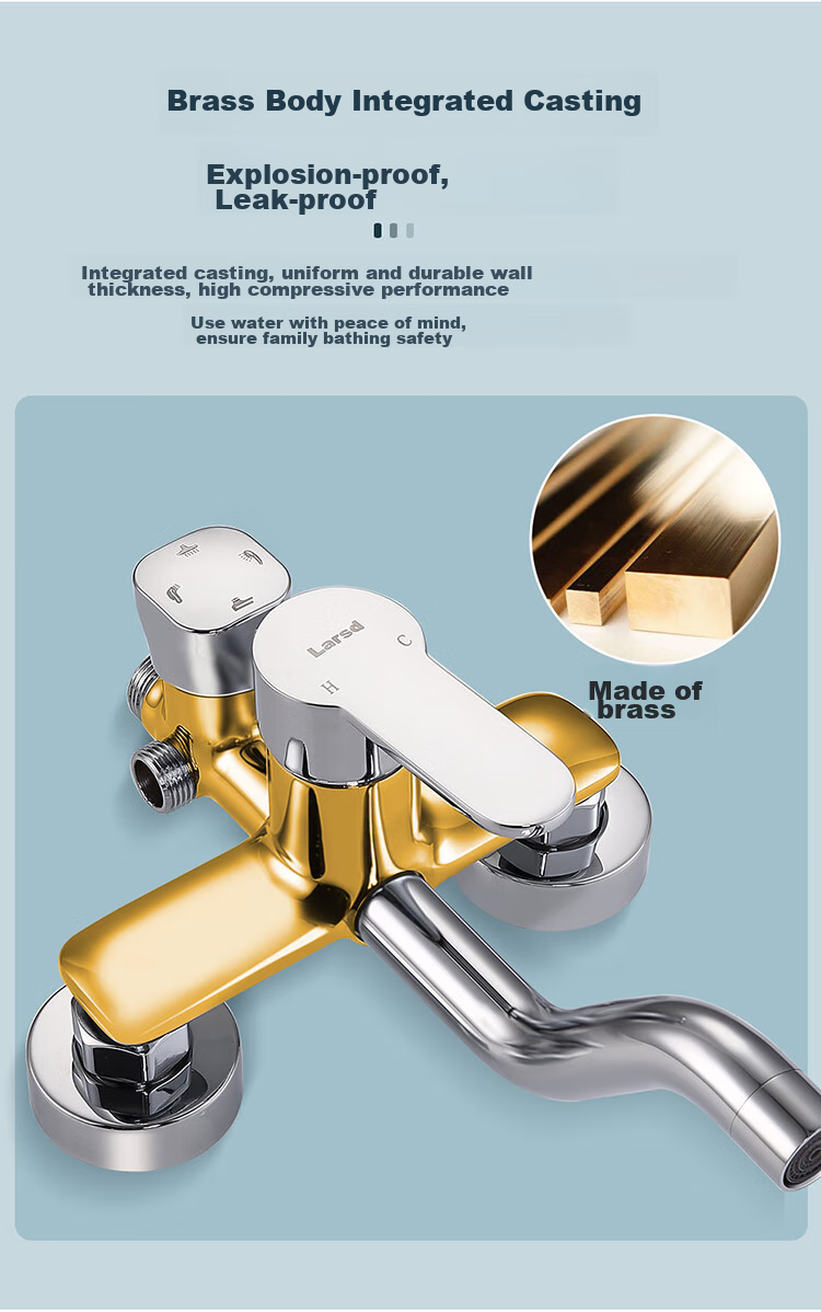 Larsd Shower Head Set, Square Spray Gun Shower Head, Silver Shower Faucet, High-Pressure Shower Head Complete Set F816 12