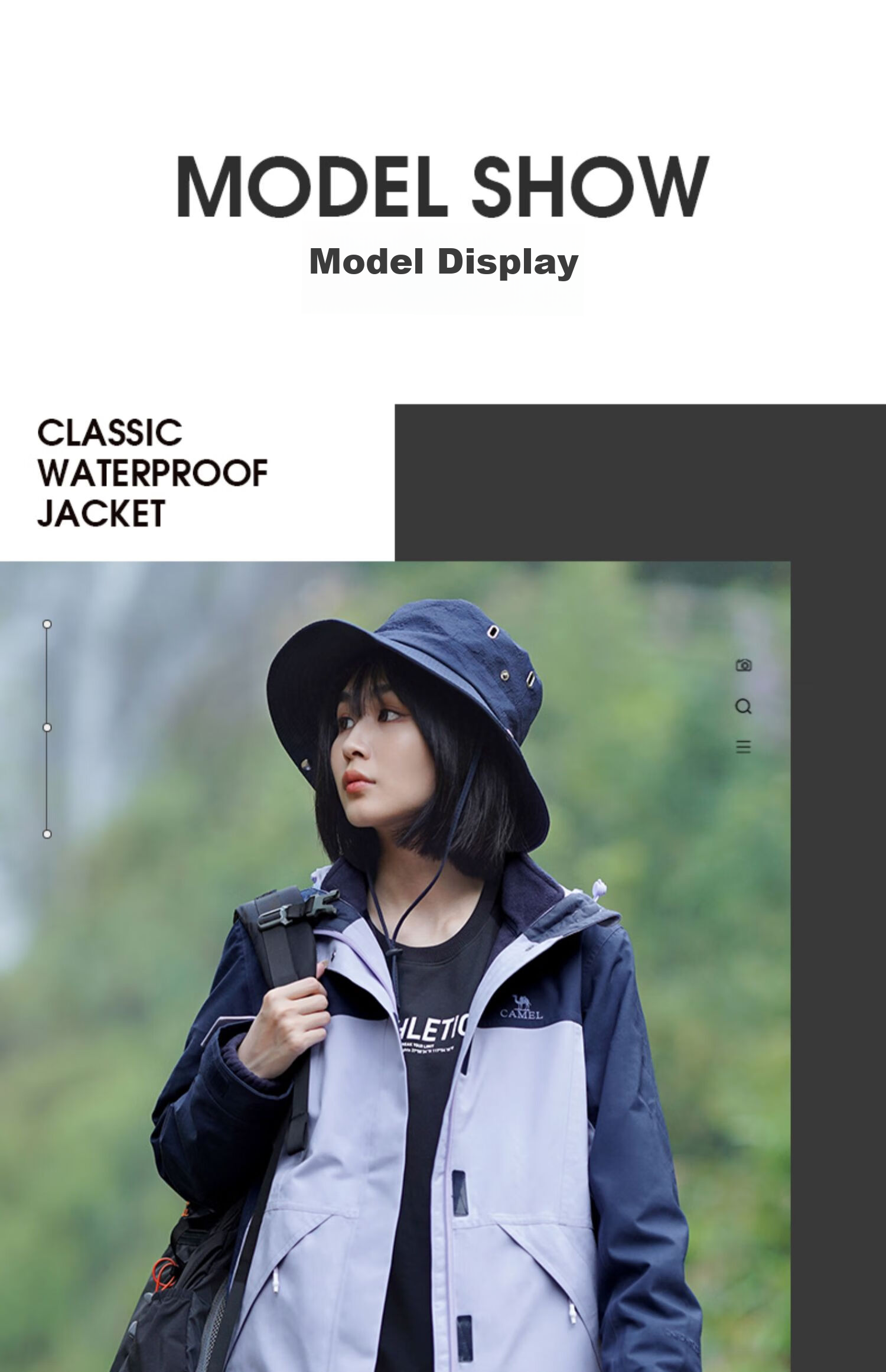 CAMEL 3-In Fleece Inner Liner Waterproof Detachable Mountaineering Jacket 60001 Oatmeal Gray/phantom Black, Men's S 14