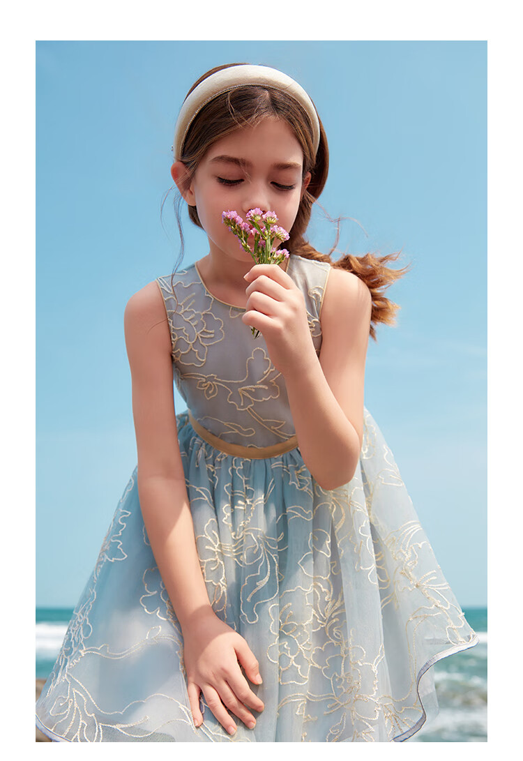 YEEHOO Girls' Princess Dress, Children's One-Piece Dress, Big Kids' Dress, Formal Wear, Tulle Birthday Dress, Summer Outfit, White, Size 120 13