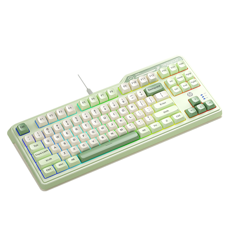 HP K120 Wired Backlit Gaming Keyboard for Laptop, Home Computer, Office And General Use, E-Sports Peripheral Gaming Keyboard with 87 Keys, Backlit Keyboard, Green Three-Color Scheme