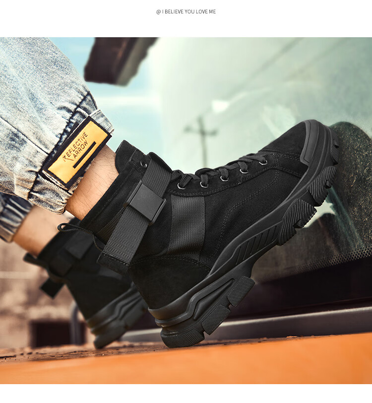 CARTELO Men's High-Top Martin Boots, Autumn And Winter British Style Boots, Men's Work Boots, Hiking Outdoor Safety Shoes 15