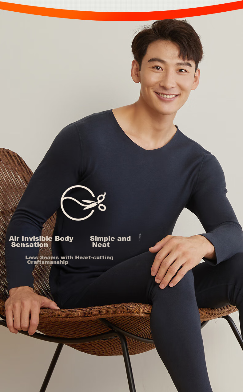 Yiershuang Autumn And Winter Men's Thermal Underwear Set, Moisture-Wicking And Heat-Generating, Seamless Fleece-Lined Long Johns for Me 6