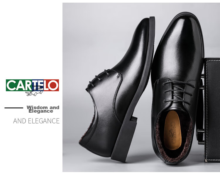 CARTELO Suede Leather Shoes for Men, Business Low-Top Formal Shoes, Men's Professional Office Leather Shoes 9273 Black Size 40 19
