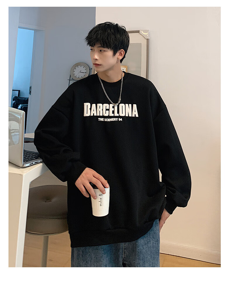 Foss Phil American Retro Colorblock Two-in-One Polo Shirt Men Spring Autumn Loose Half-Zip Sweatshirt WY503 Dusk Gray 2XL 7