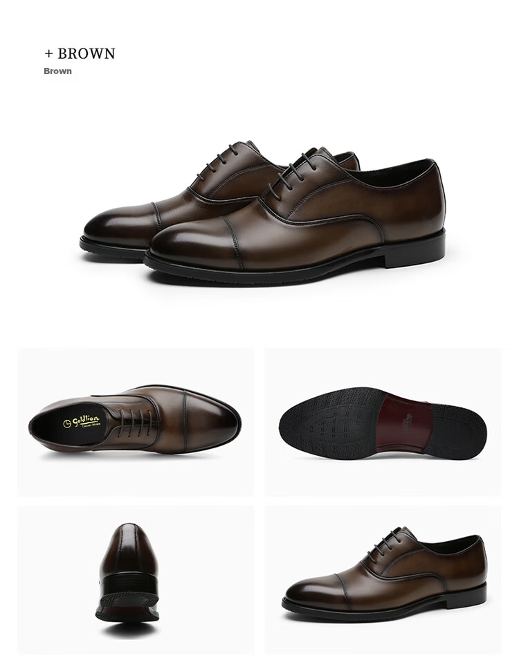Goldlion Men's Formal Leather Shoes, Gentleman's Party Comfortable Oxford Shoes, 58021029540A, Brown, Size 39 25