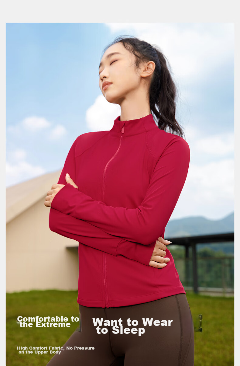 VFU Women's Sports Jacket for Cycling, Running, Outdoor Fitness, Morning Jogging, Exercise And Yoga Wear, Autumn And Winter, Roasted Milk Apricot Color, Size S 3