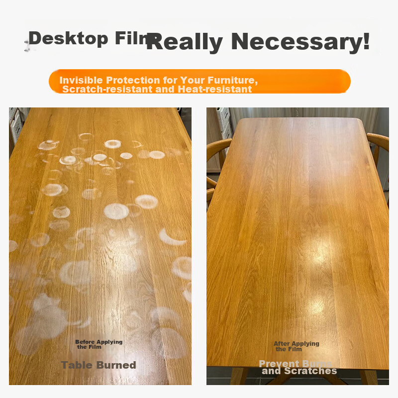 Xiruo Solid Wood Dining Table Protective Film, Square Desk, Coffee Table, Cabinet, Heat-Resistant, Anti-Scalding, Transparent Furniture Protective Film, 90*160cm