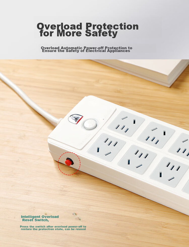 Zidantou Super Power Protection, New National Standard Safe Socket/power Strip/extension Cord, 10 Outlets, Total Length 4.8 Meters, TS-026c 3
