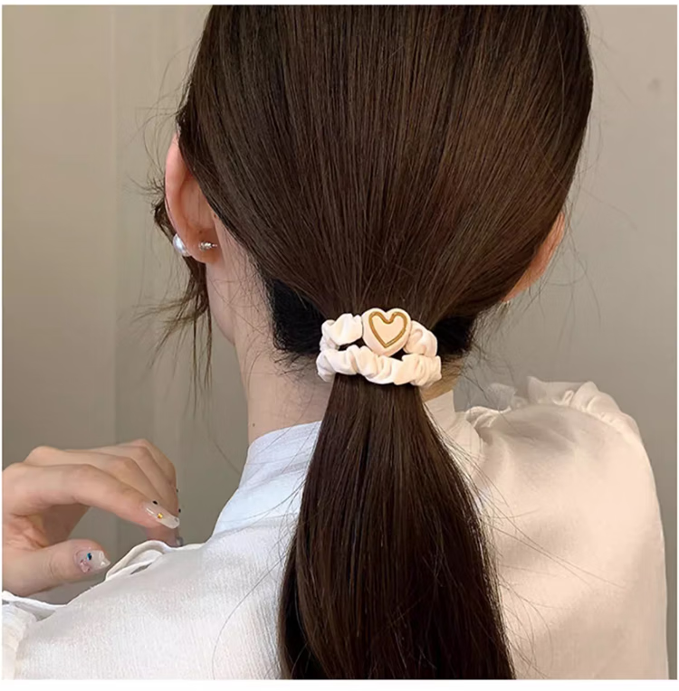 Jingxiaodi 5 Heart-Shaped Hair Ties for Women, Bun Maker, High Elasticity Rubber Bands, Hair Ties, Non-Damaging Hair Bands, Hair Accessories 8