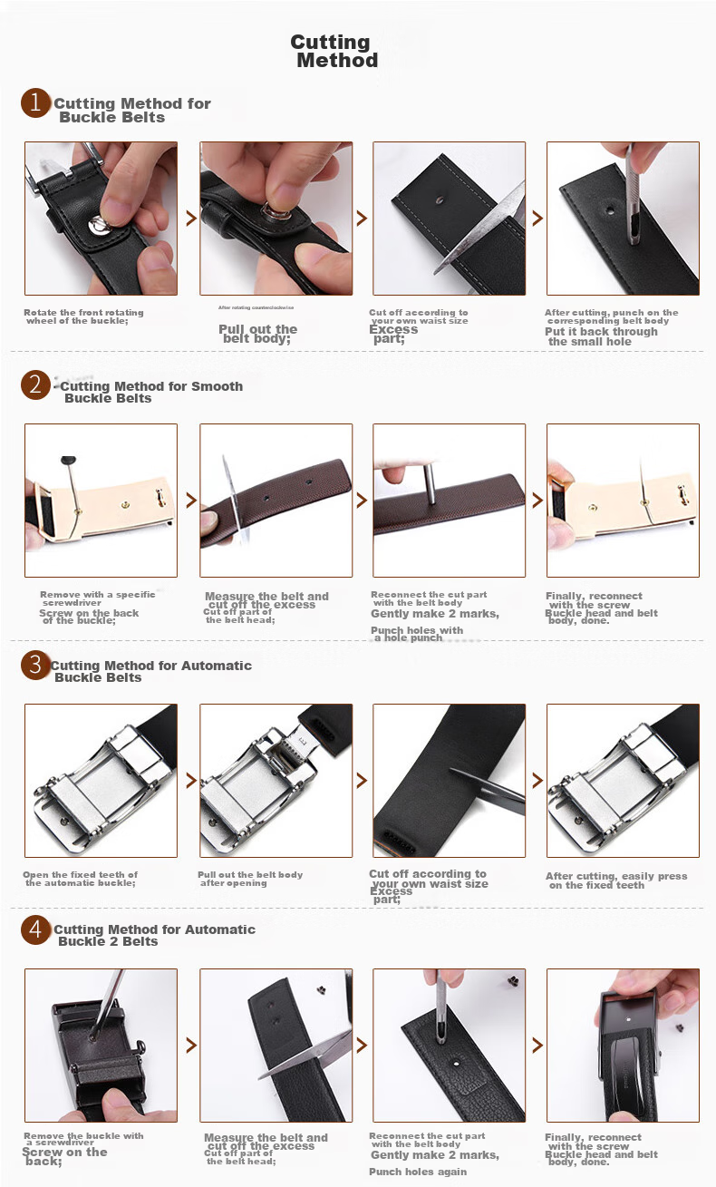ELLE HOMME Men's Leather Belt with Pin Buckle, Top-Grain Cowhide Casual Trouser Belt for Men, Birthday Gift for Boyfriend 15
