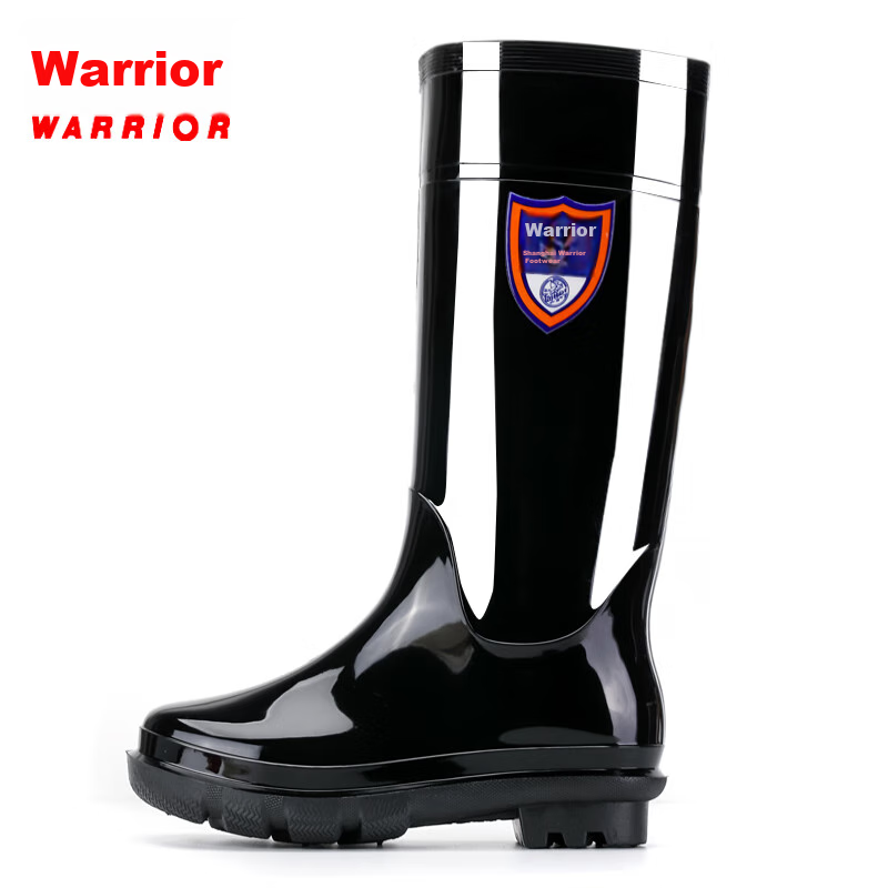 Huili Rain Boots for Men, Waterproof Outdoor Wear-Resistant Rubber Shoes, Non-Slip Rain Boots, Overshoes HL822866, Mid-Calf, Black, Size 44