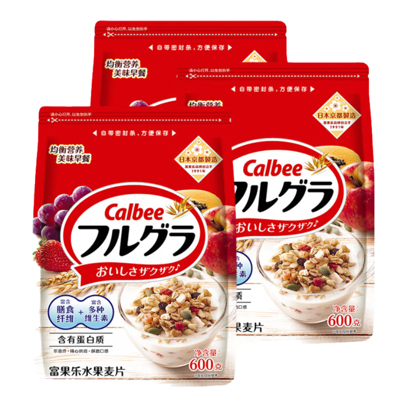 卡乐比（Calbee）即食燕麦片 原味水果麦片1.8kg 日本进口非油炸 营养早餐代餐零食