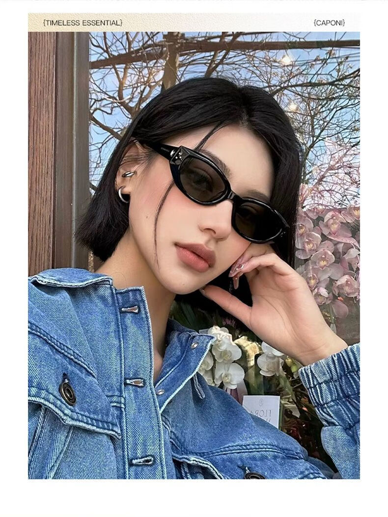 Angelamiao Women's Cat-Eye Small Frame Versatile Fashionable Sunglasses, High-Definition Polarized Sunglasses for Back-To 13