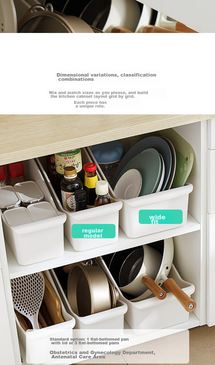 Jicang Kitchen Utensil Storage Box, Pot Lid Rack, Cabinet Organizer Basket, Storage Container with Wheels, Widened Versio 6