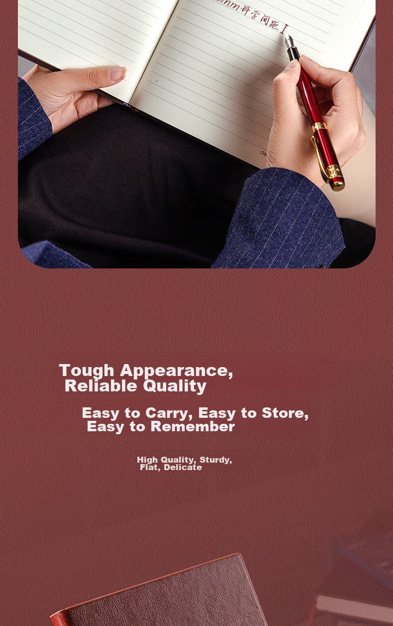 Deli Customizable Leather Notebook, 25K 160 Sheets, Thick Business Diary, Meeting Notepad, Office Supplies, Brown, 3186 16