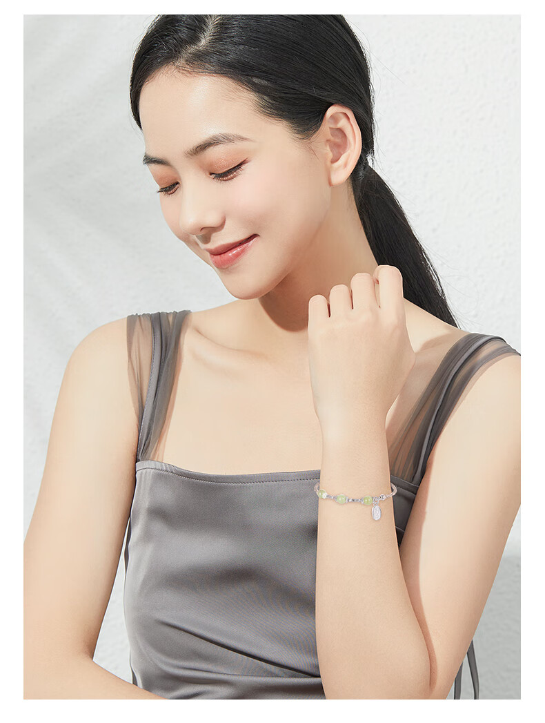 Sino Gem Mid-Autumn Festival Gift for Girlfriend, Silver Bracelet with Crushed Silver Beads And Jade Bead Bracelet, Mid-Autumn Festival Gift for Girlfriend 8