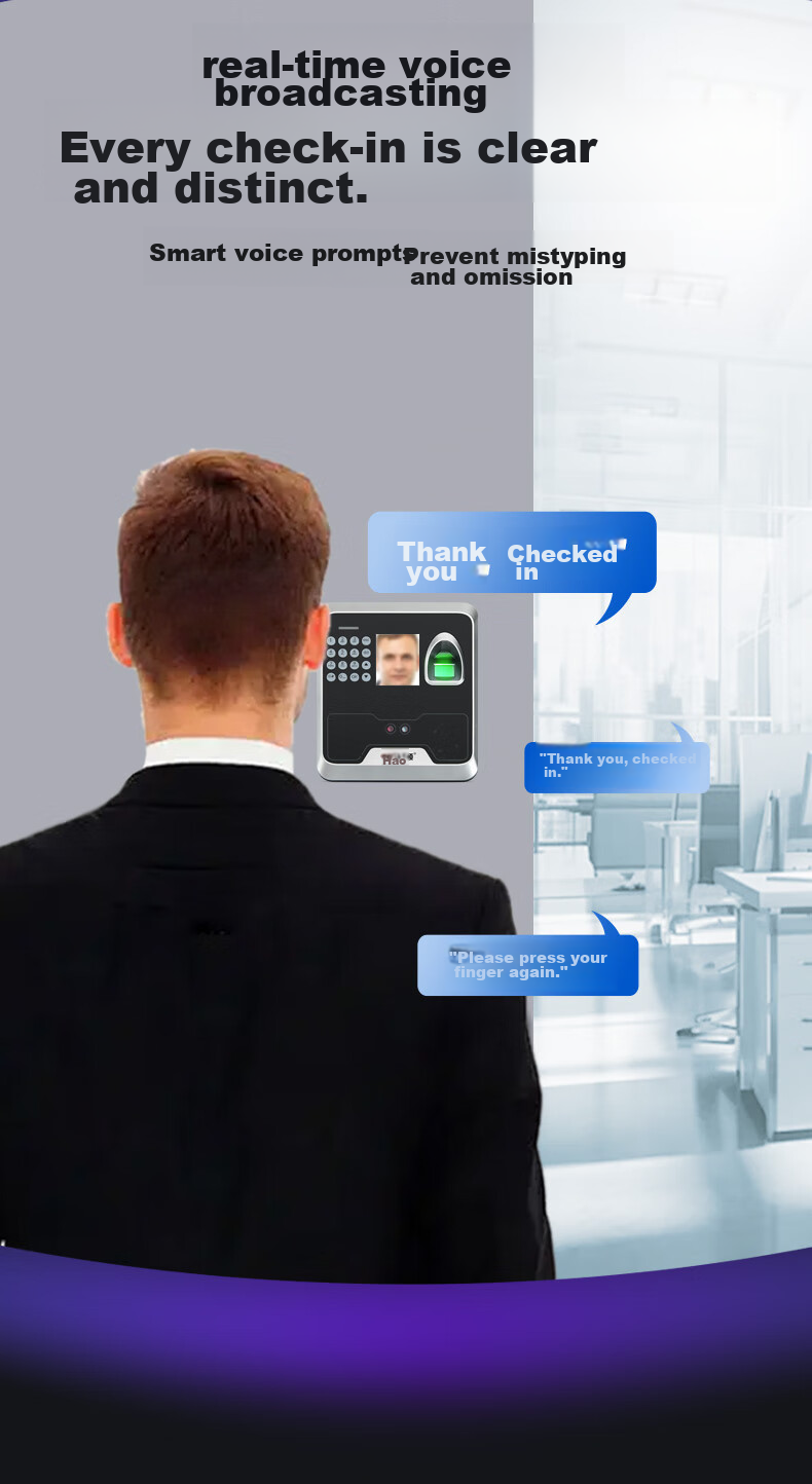 Haoshun (Hysoon) Smart Cloud Attendance Machine, Time Clock with Facial Recognition And Fingerprint, Wi-Fi Connected Attendance Machine, Remote Online Management, C39TW-BS 21