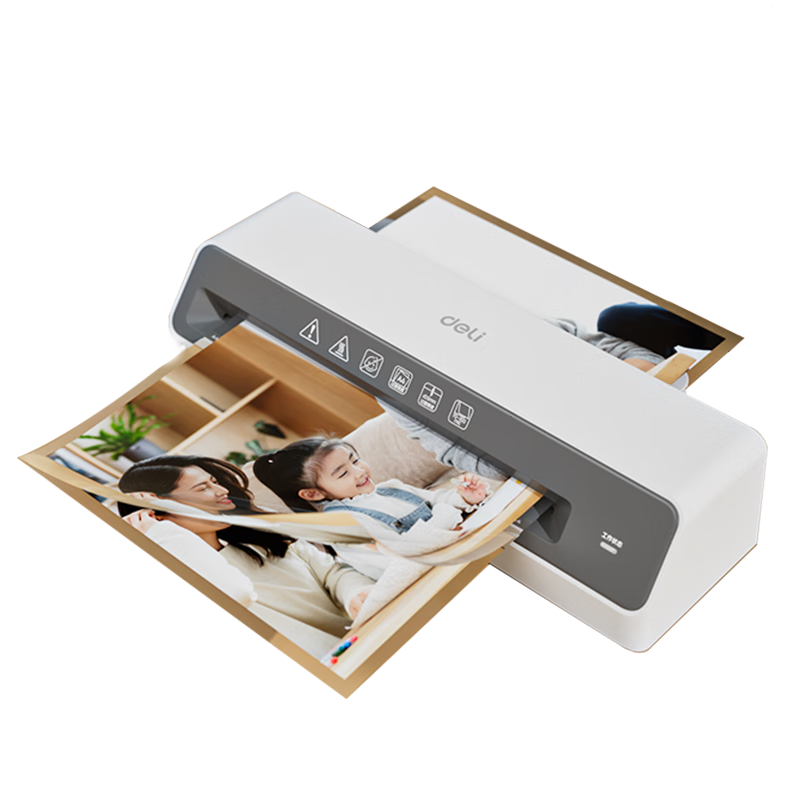 Deli Laminator A4, Simple And Stylish Home Office Small Photo Laminating Machine, Picture Laminator, Film Sealing Machine for Students, Suitable for A4 And Smaller Laminating Pouches, Card Protection Film GQ403