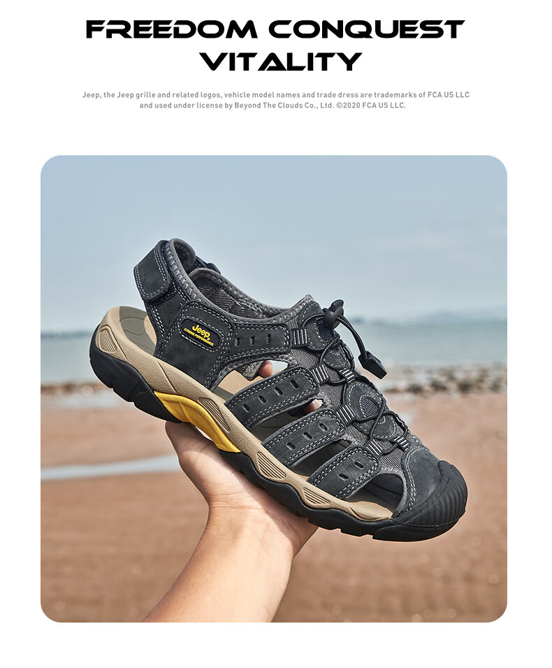 Jeep Men's Outdoor Breathable Beach Sandals, Closed-Toe Water Shoes with Holes, Non-Slip Hiking Casual River Tracing Shoes 11